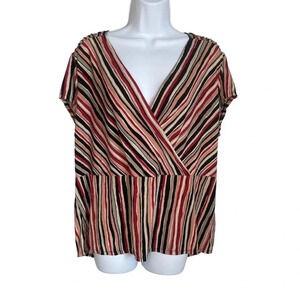 Alfani Vibrant Striped V-Neck Blouse Woman - Size 1X - Light weight